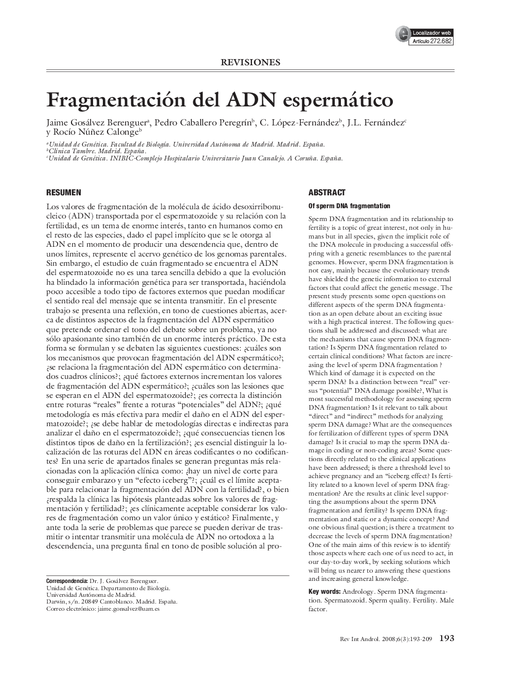 Fragmentación del ADN espermático