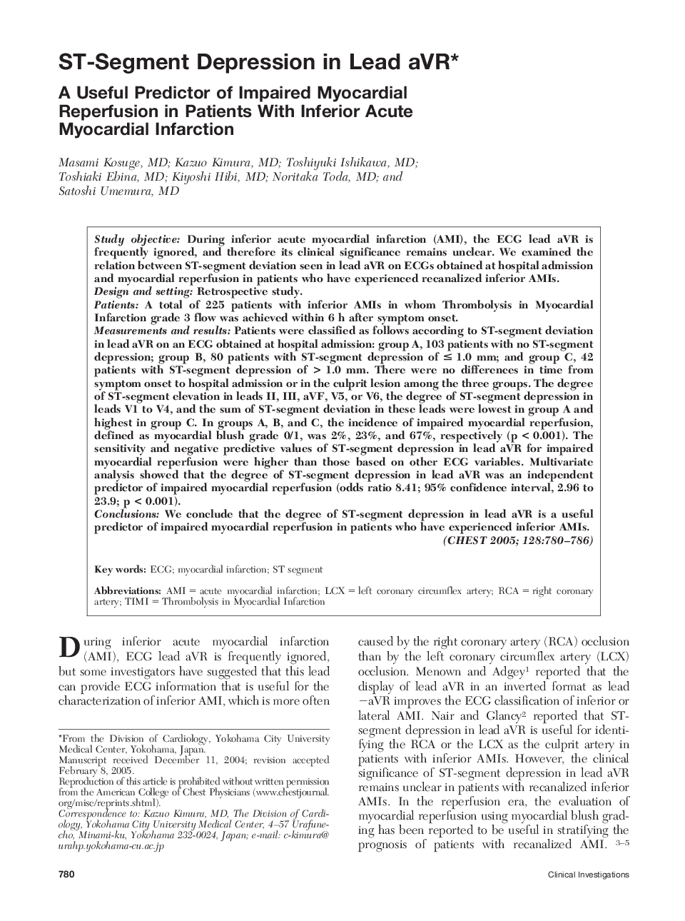 ST-Segment Depression in Lead aVR