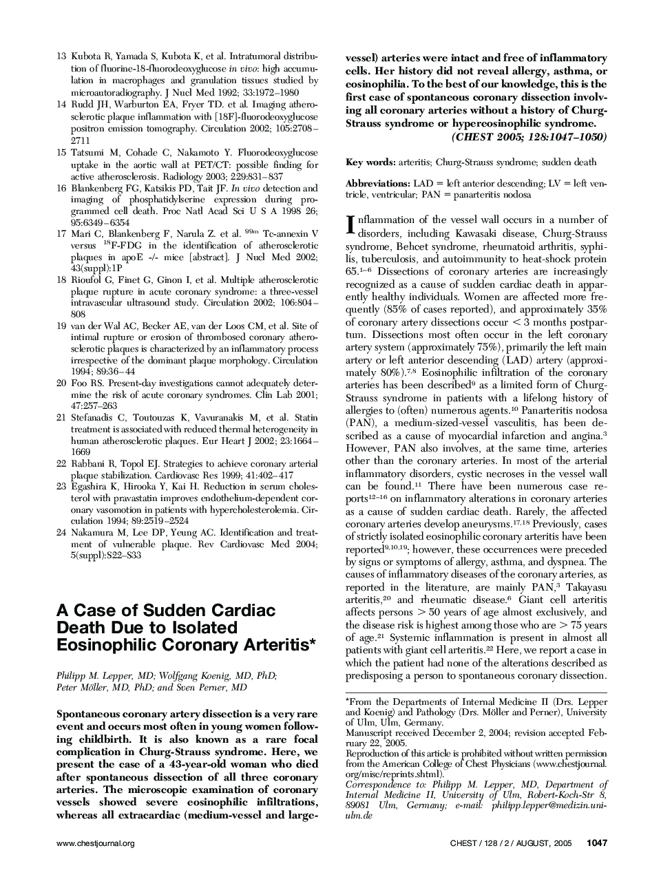 A Case of Sudden Cardiac Death Due to Isolated Eosinophilic Coronary Arteritis