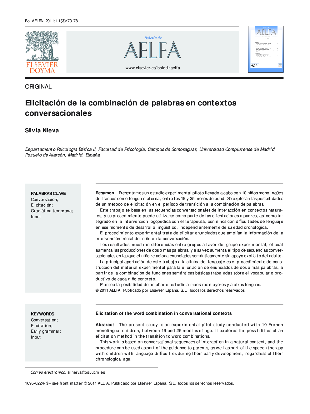 Elicitación de la combinación de palabras en contextos conversacionales