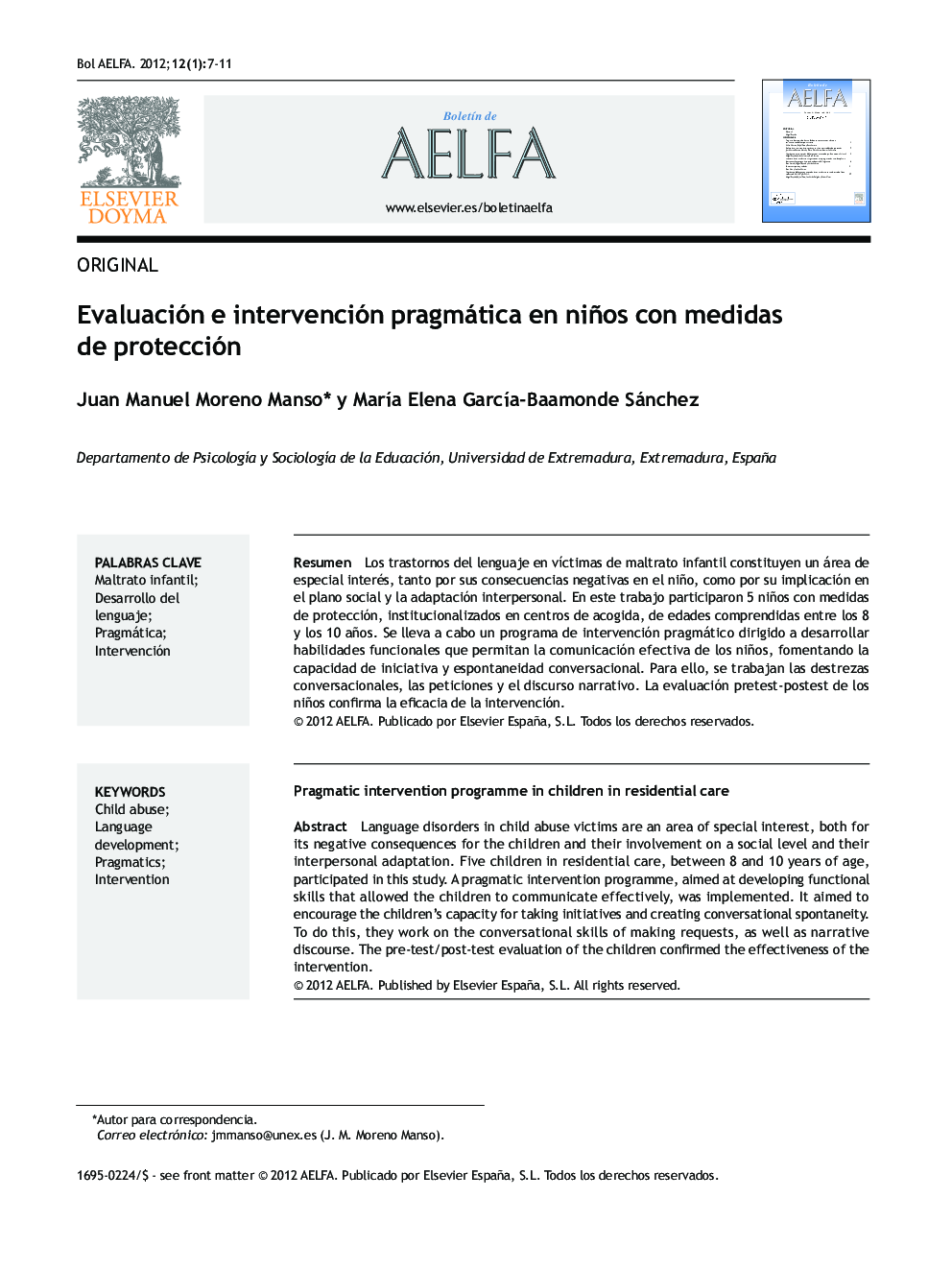 Evaluación e intervención pragmática en niños con medidas de protección