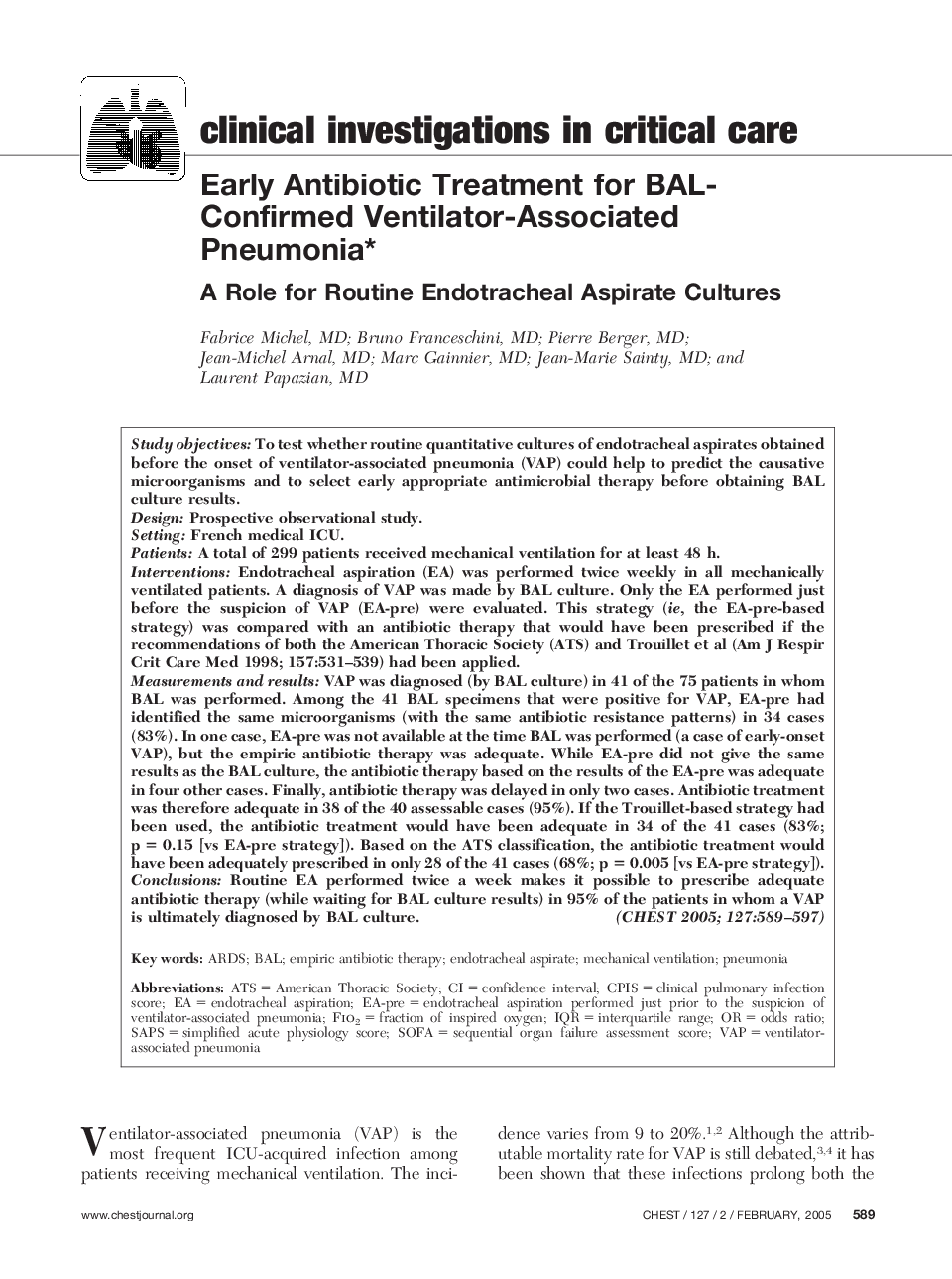 Early Antibiotic Treatment for BAL-Confirmed Ventilator-Associated Pneumonia