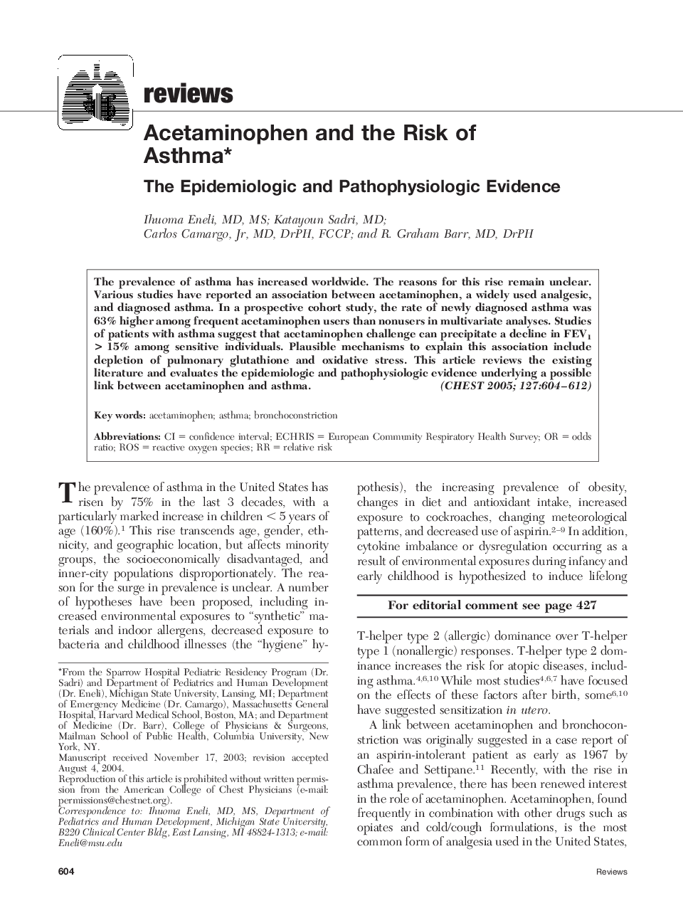 Acetaminophen and the Risk of Asthma