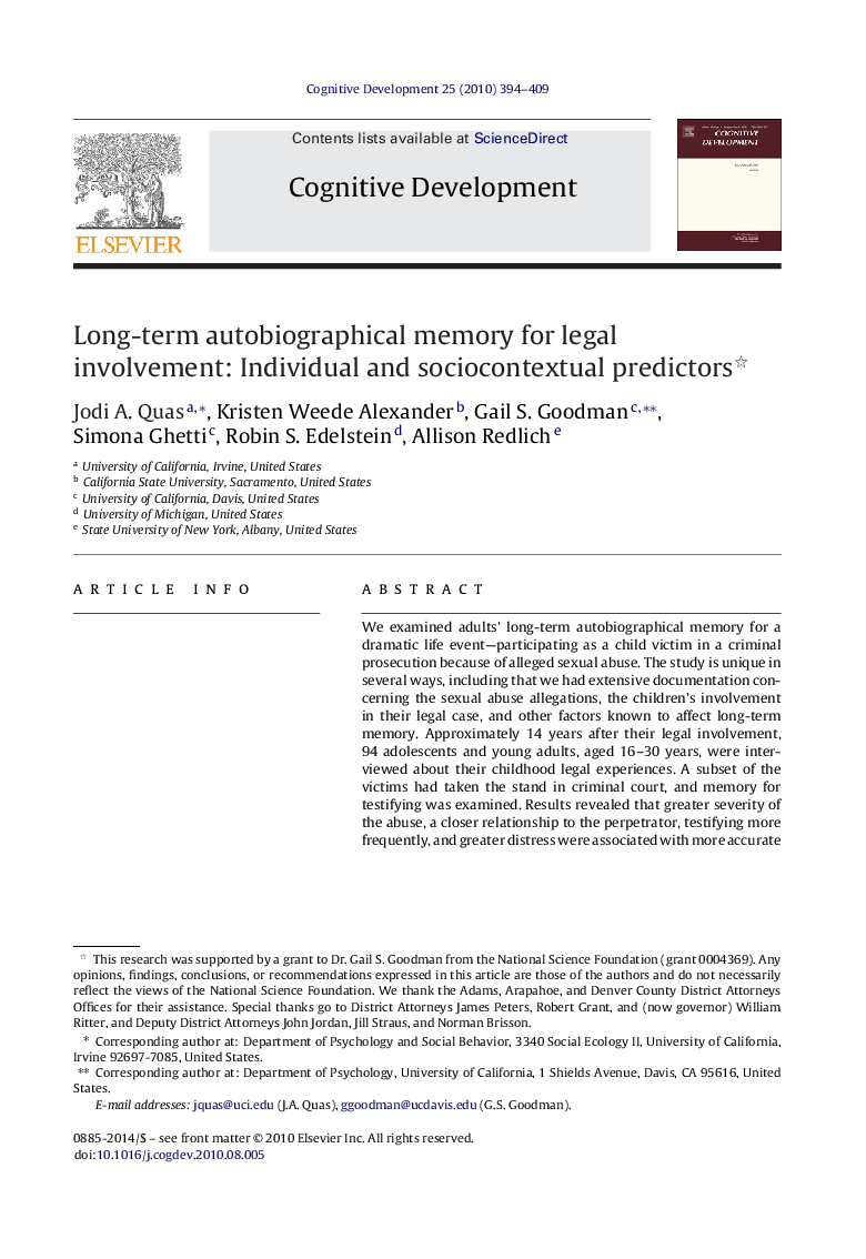 Long-term autobiographical memory for legal involvement: Individual and sociocontextual predictors 