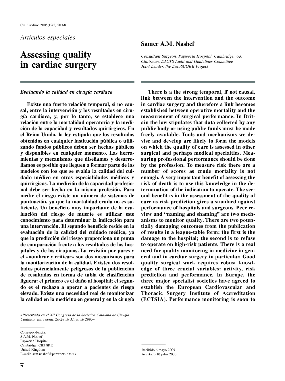 Assessing quality in cardiac surgery