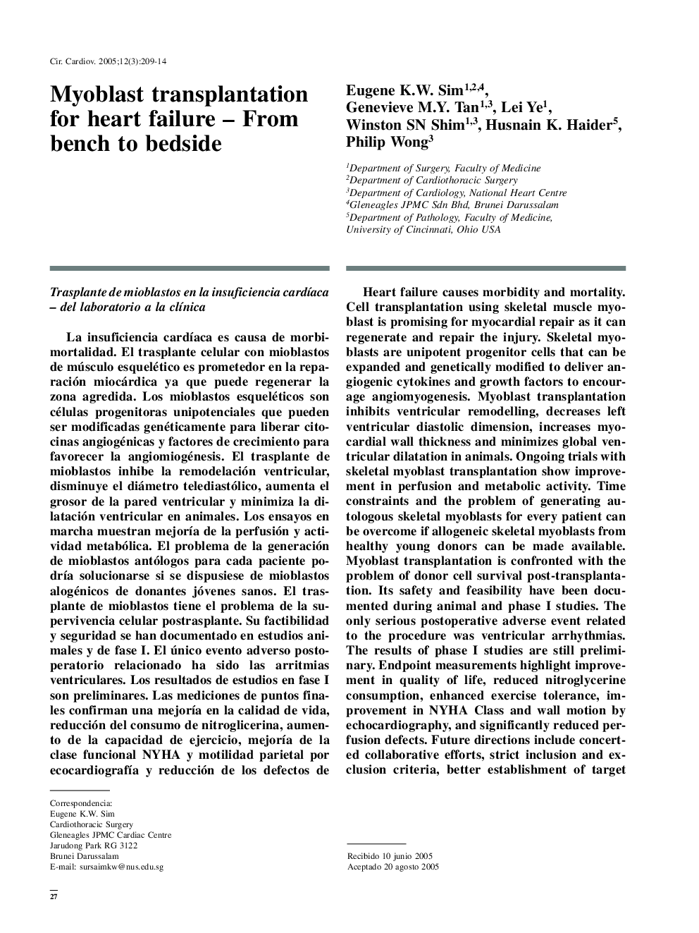 Myoblast transplantation for heart failure - From bench to bedside