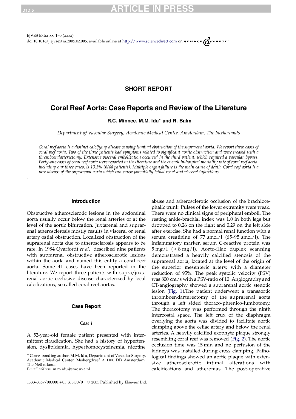 Coral Reef Aorta: Case Reports and Review of the Literature