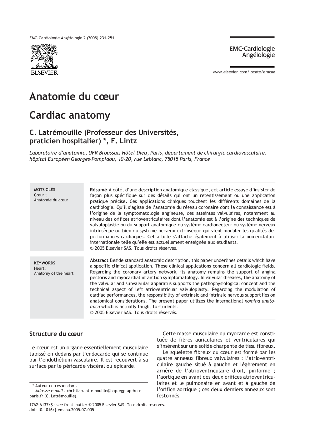 Anatomie du cÅur