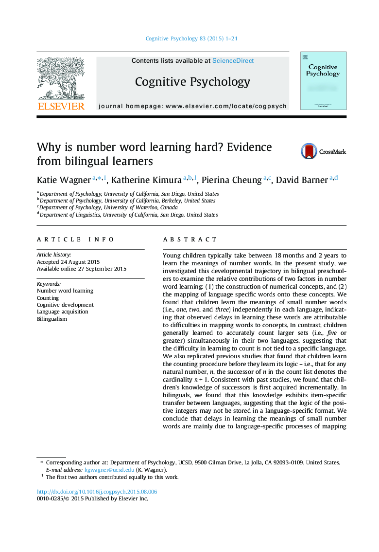 Why is number word learning hard? Evidence from bilingual learners