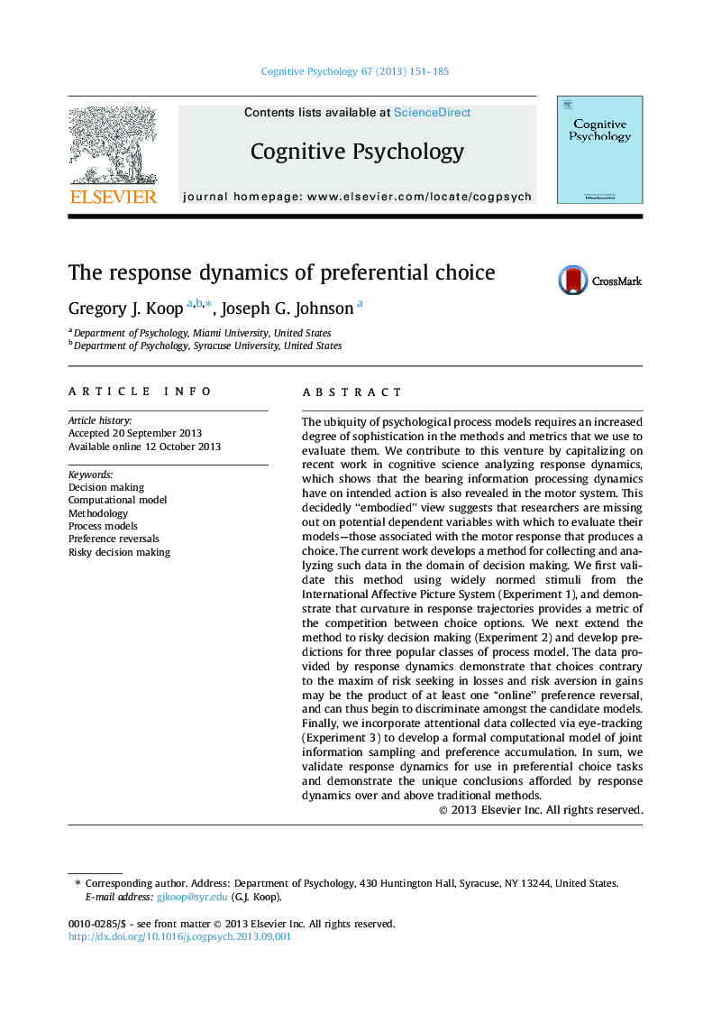 The response dynamics of preferential choice