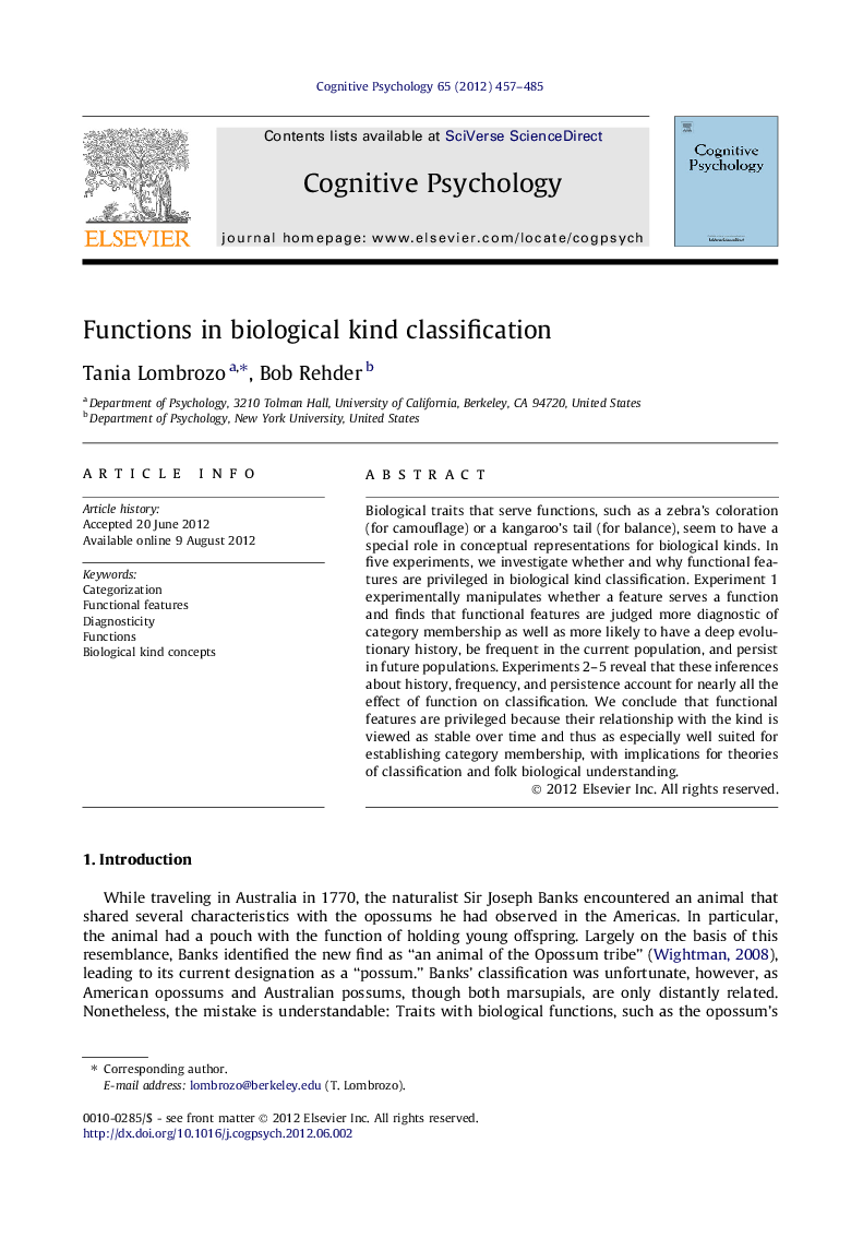 Functions in biological kind classification