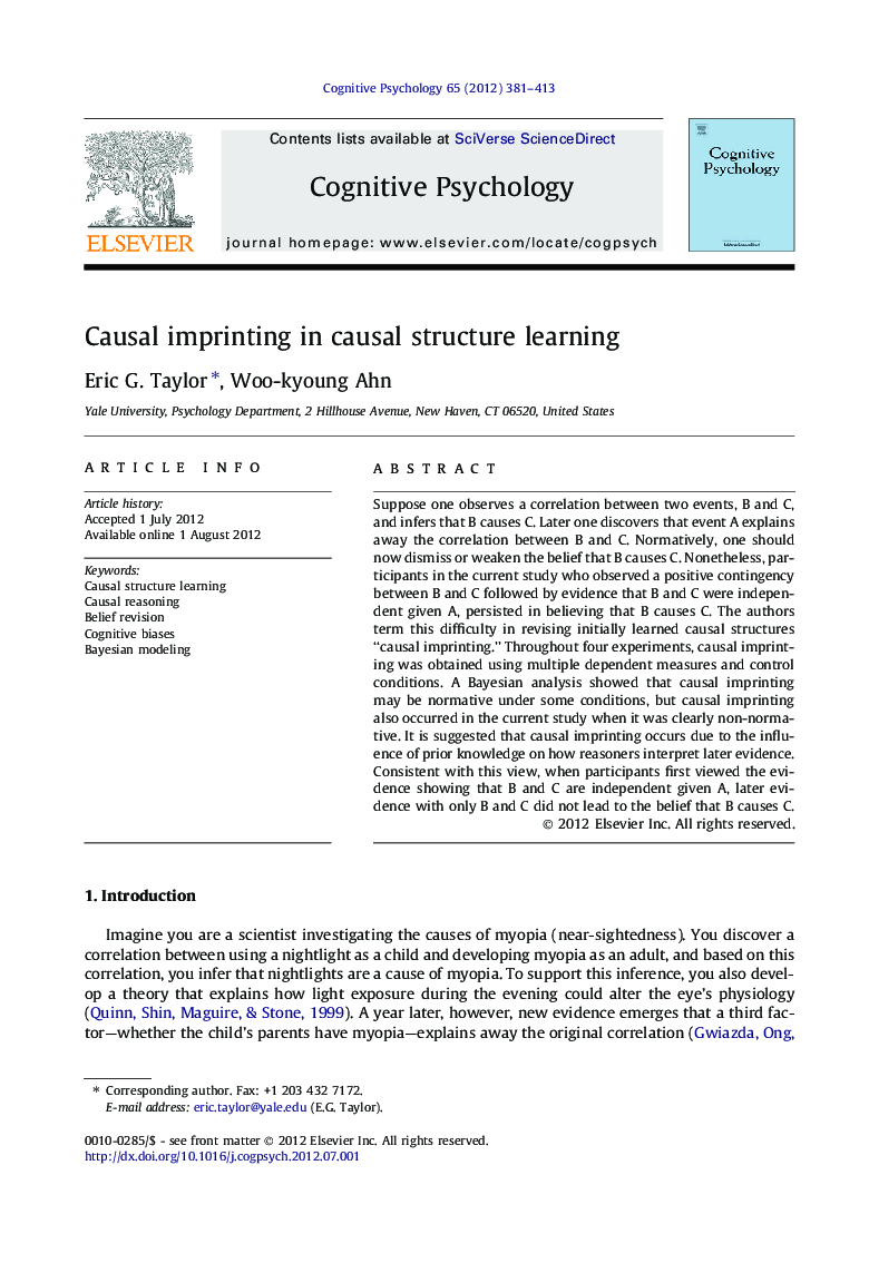 Causal imprinting in causal structure learning