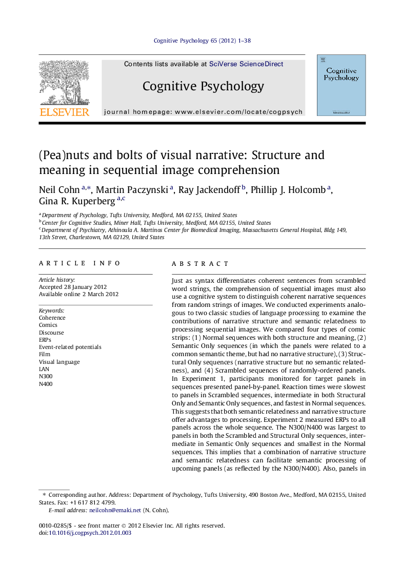 (Pea)nuts and bolts of visual narrative: Structure and meaning in sequential image comprehension