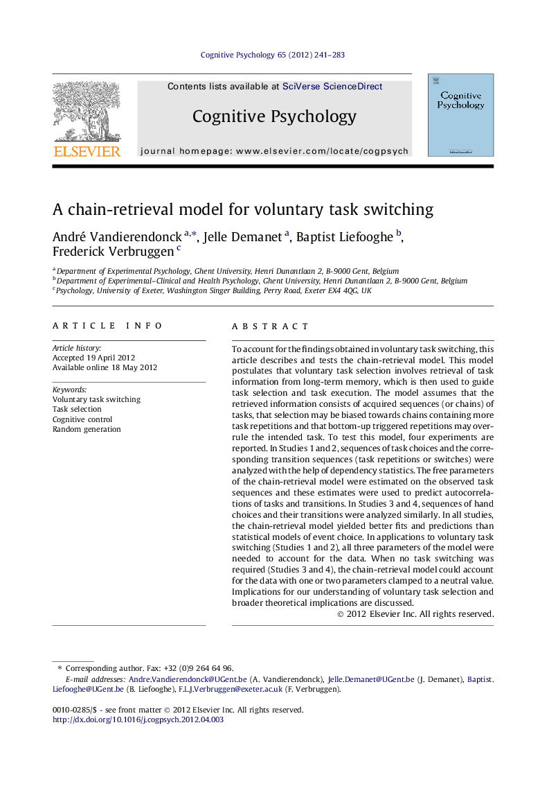 A chain-retrieval model for voluntary task switching