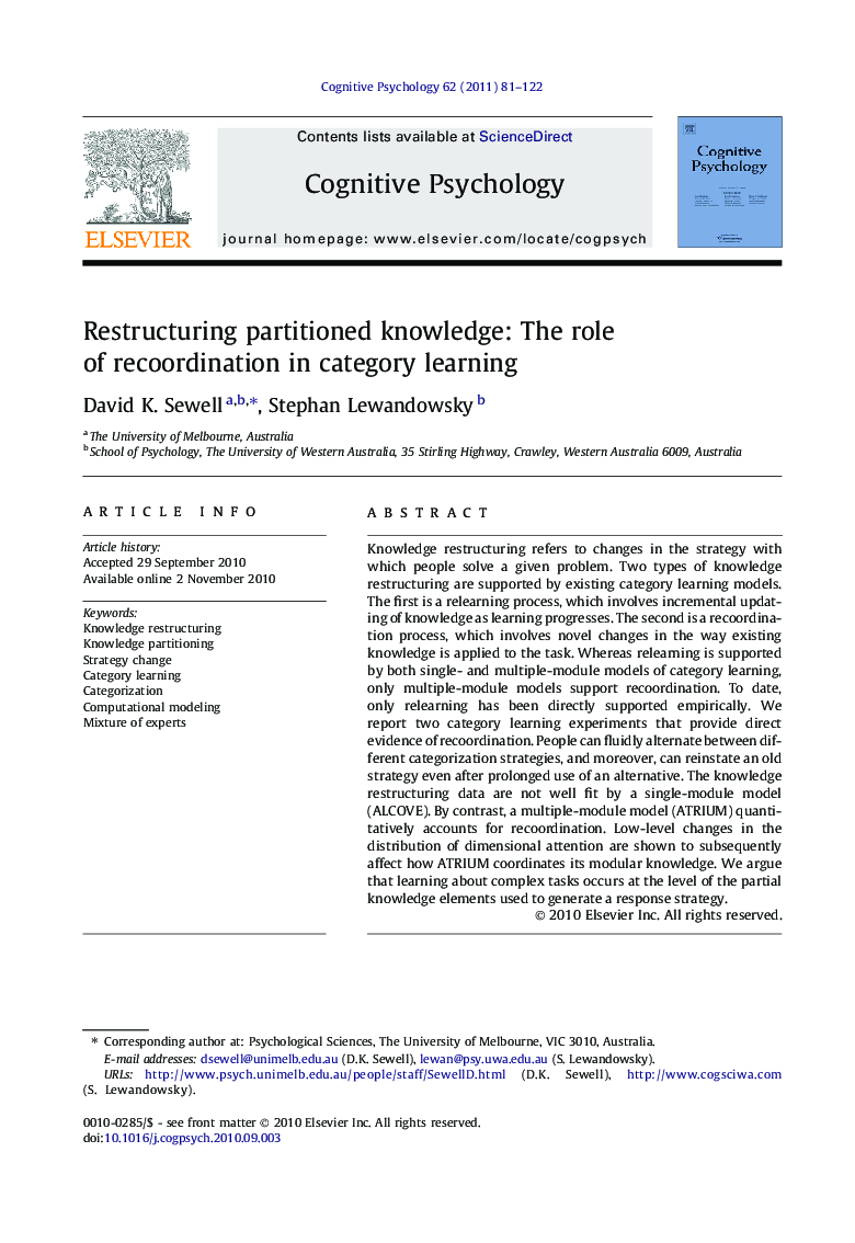 Restructuring partitioned knowledge: The role of recoordination in category learning