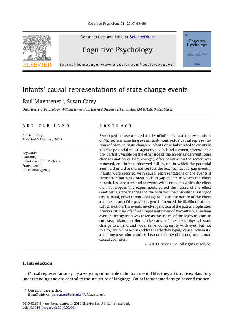 Infants’ causal representations of state change events