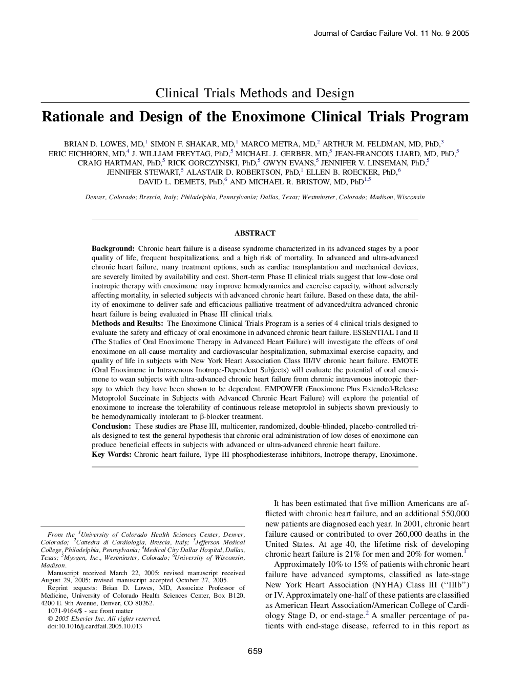 Rationale and Design of the Enoximone Clinical Trials Program