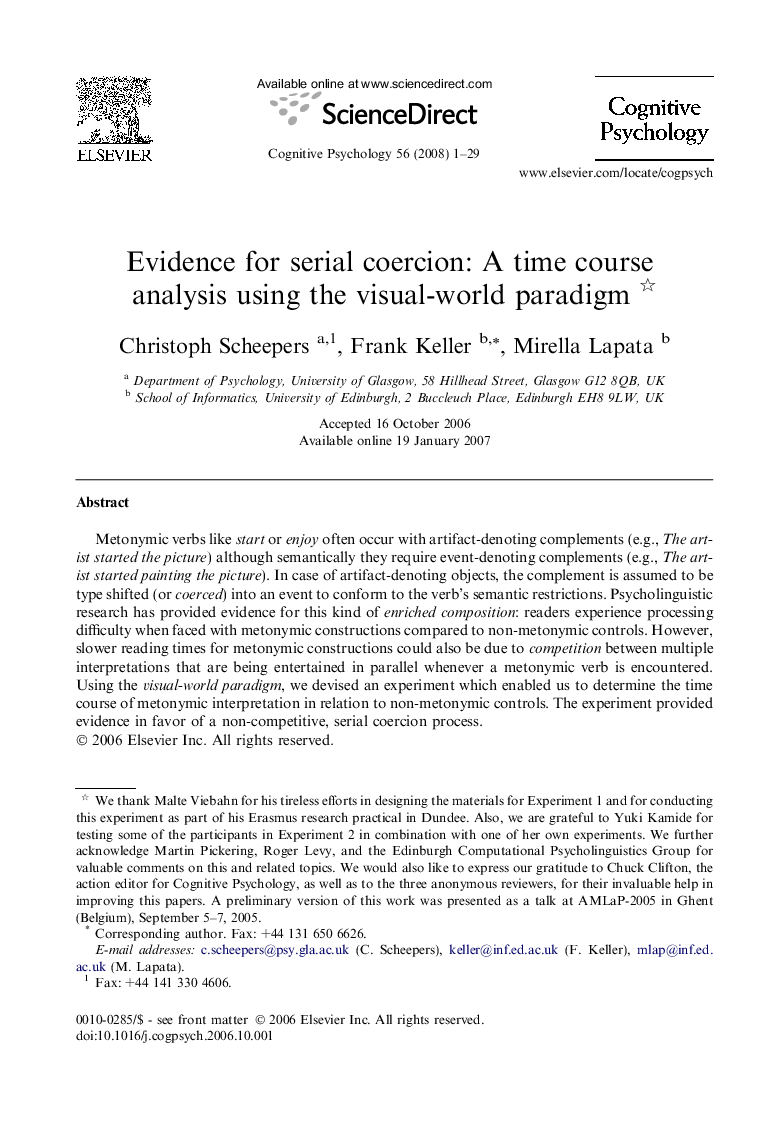 Evidence for serial coercion: A time course analysis using the visual-world paradigm 