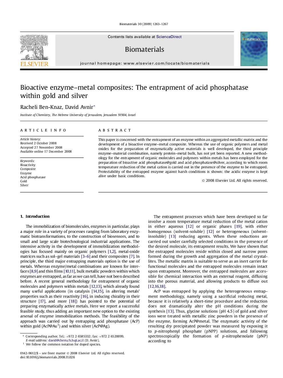 Bioactive enzyme–metal composites: The entrapment of acid phosphatase within gold and silver