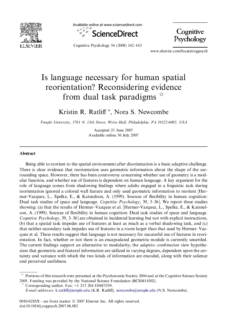 Is language necessary for human spatial reorientation? Reconsidering evidence from dual task paradigms 