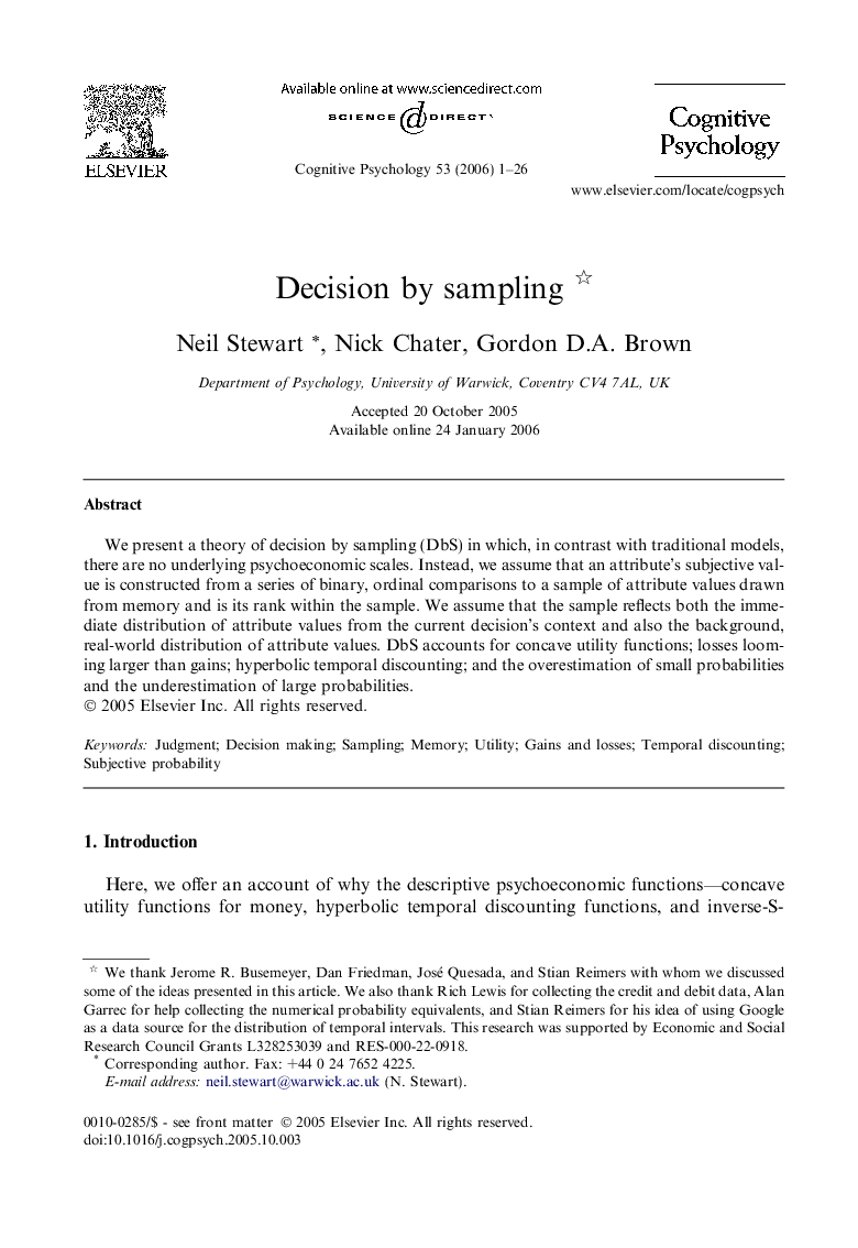 Decision by sampling 