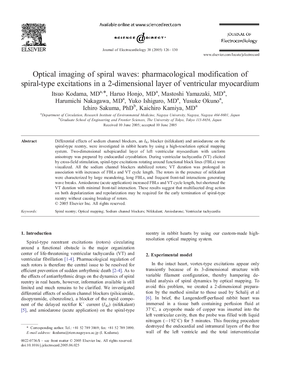 Optical imaging of spiral waves: pharmacological modification of spiral-type excitations in a 2-dimensional layer of ventricular myocardium