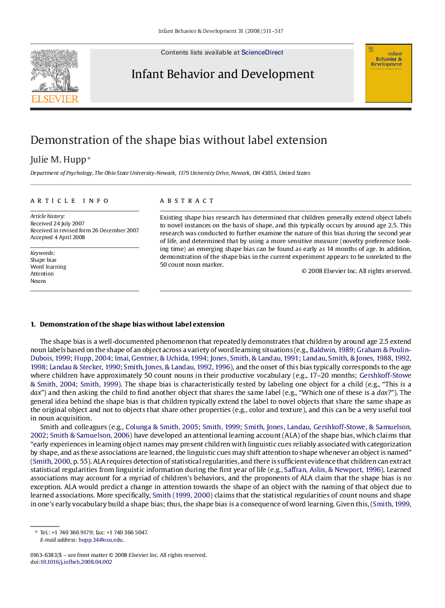 Demonstration of the shape bias without label extension