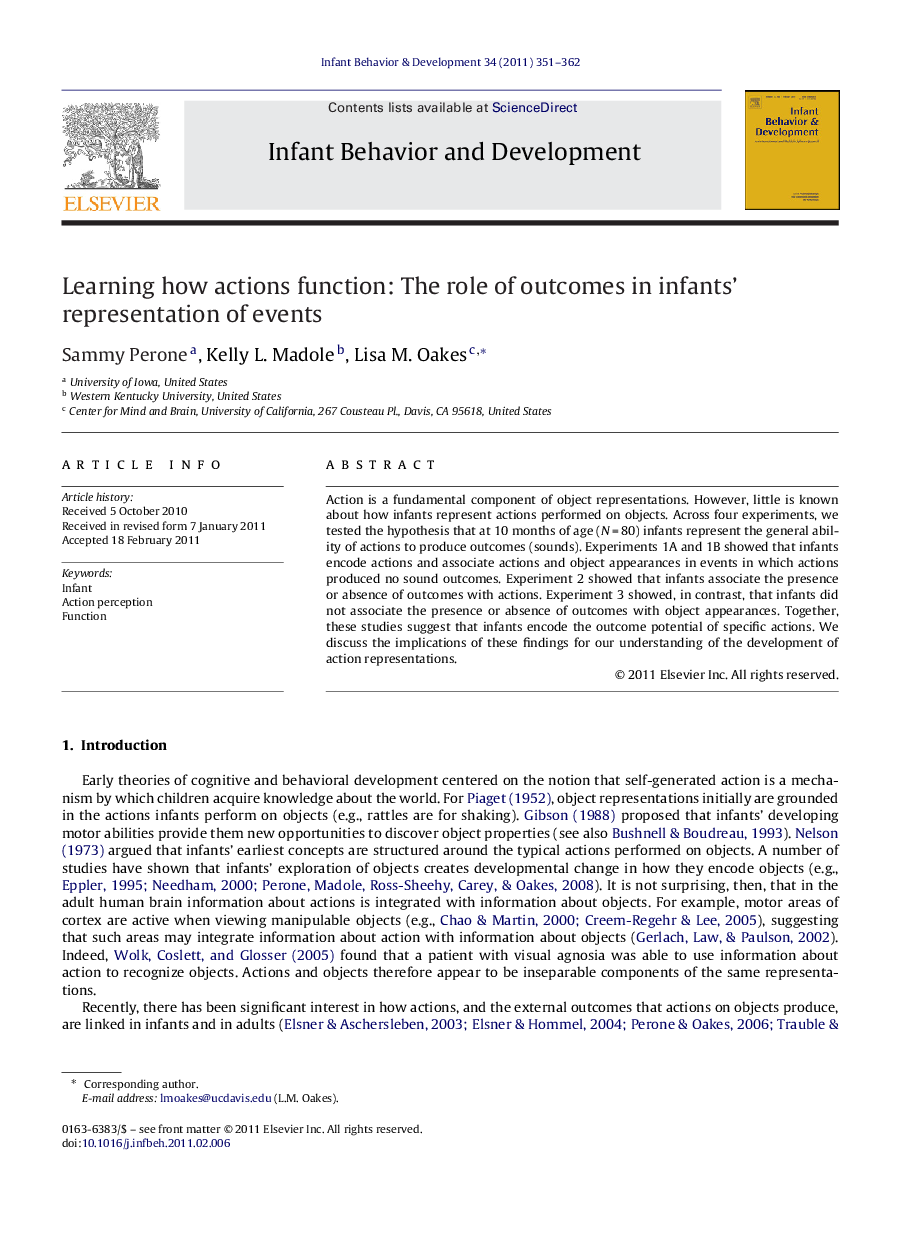 Learning how actions function: The role of outcomes in infants' representation of events