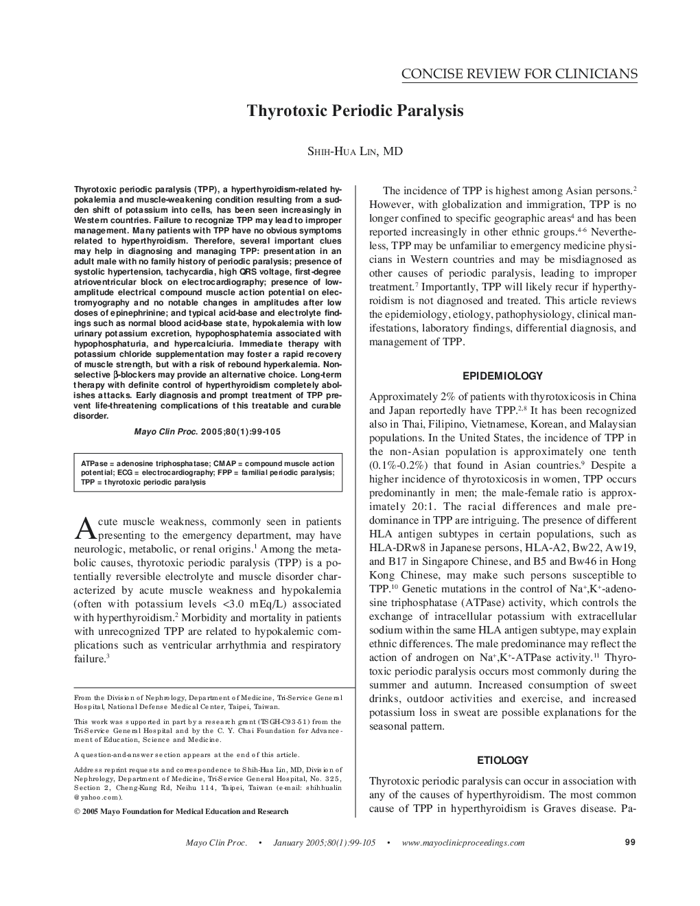 Thyrotoxic Periodic Paralysis