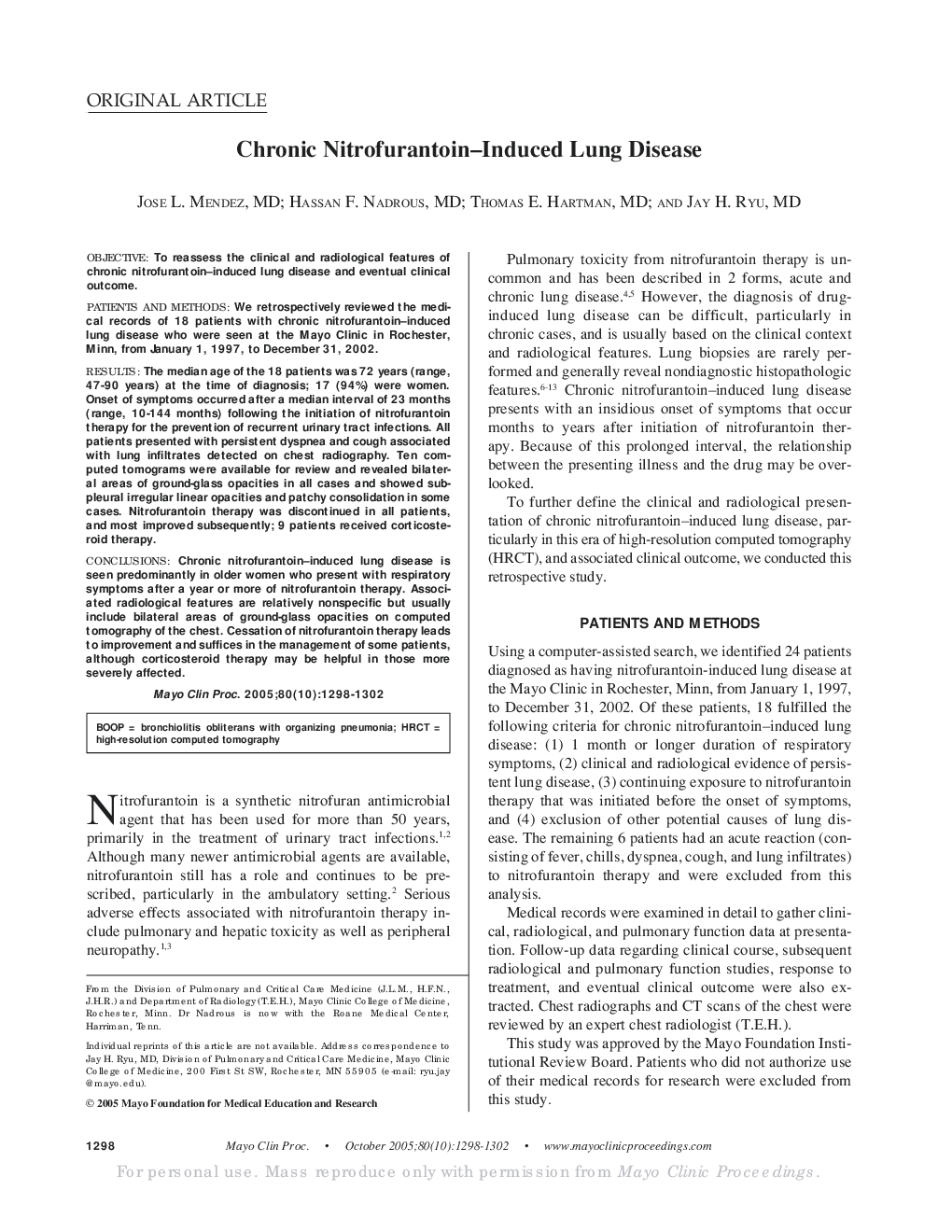 Chronic Nitrofurantoin-Induced Lung Disease