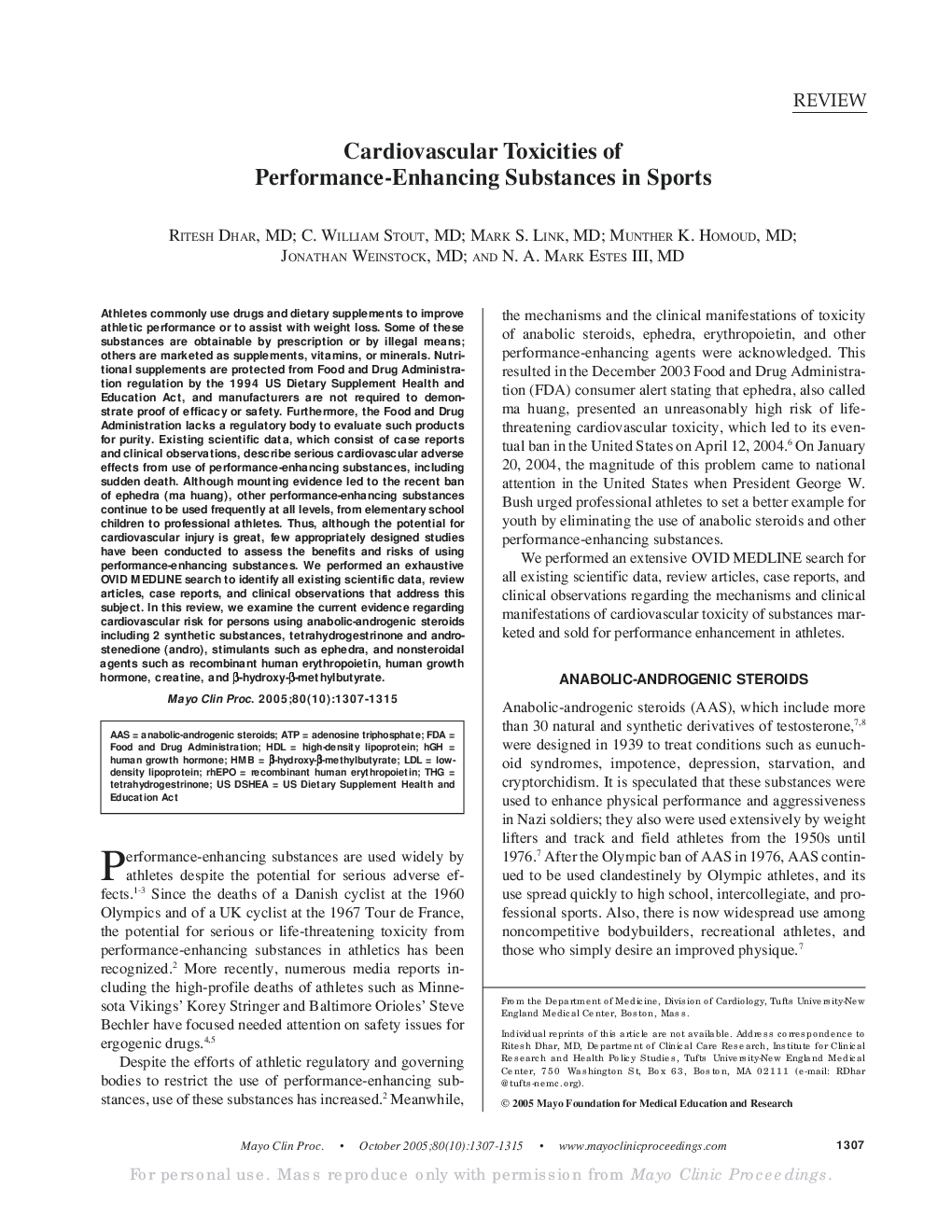 Cardiovascular Toxicities of Performance-Enhancing Substances in Sports