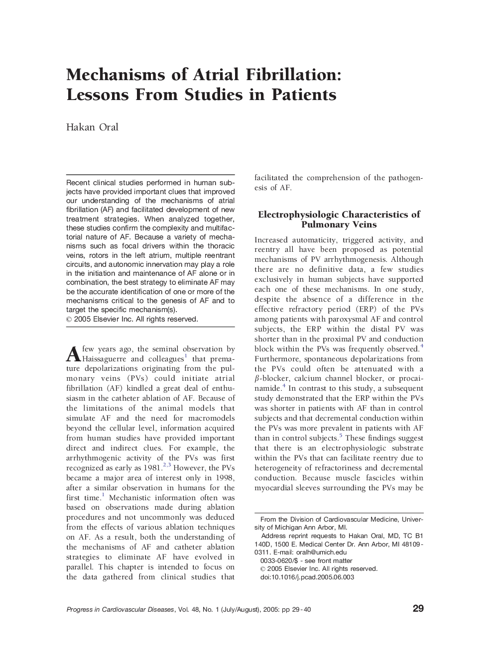 Mechanisms of Atrial Fibrillation: Lessons From Studies in Patients