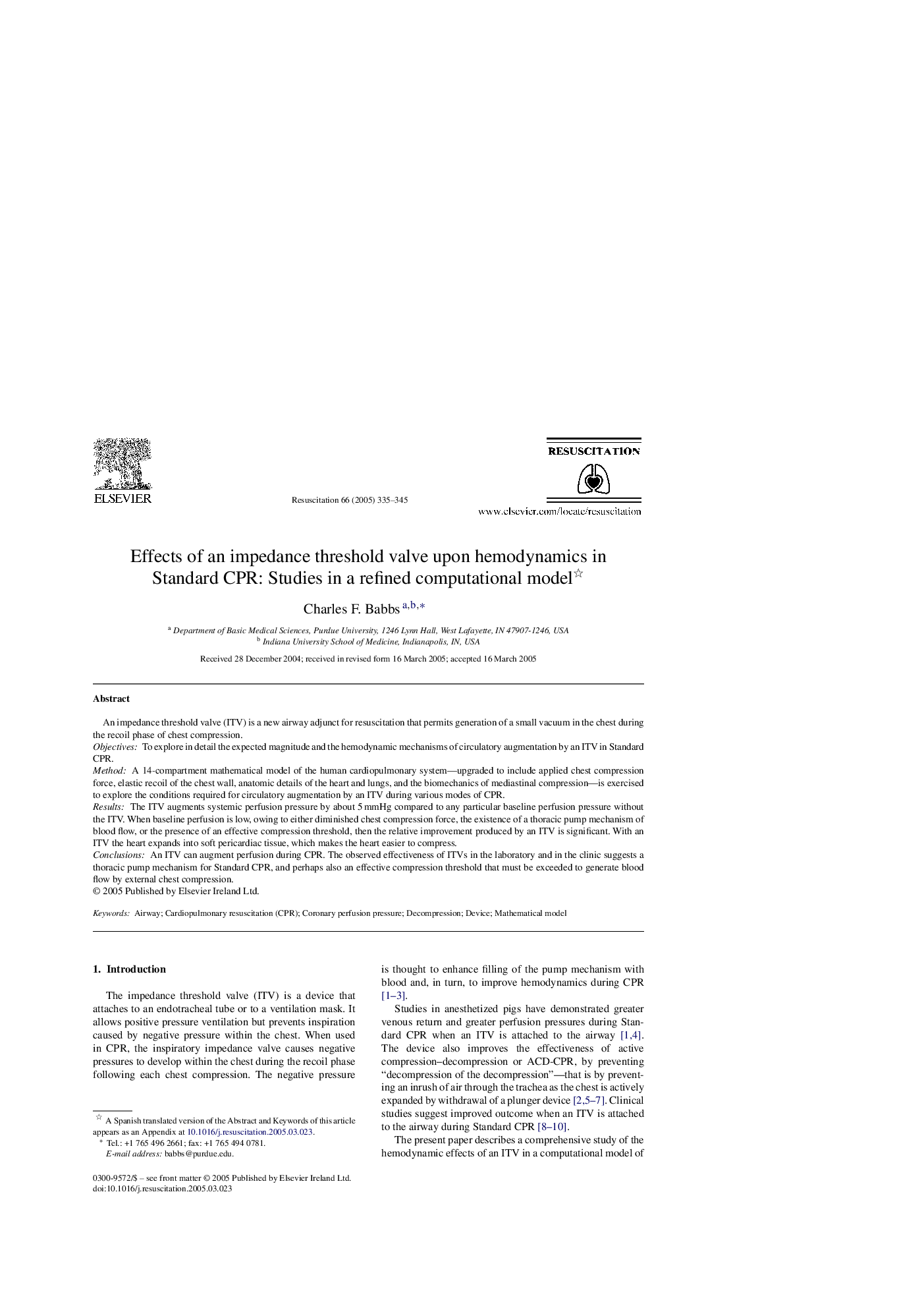 Effects of an impedance threshold valve upon hemodynamics in Standard CPR: Studies in a refined computational model