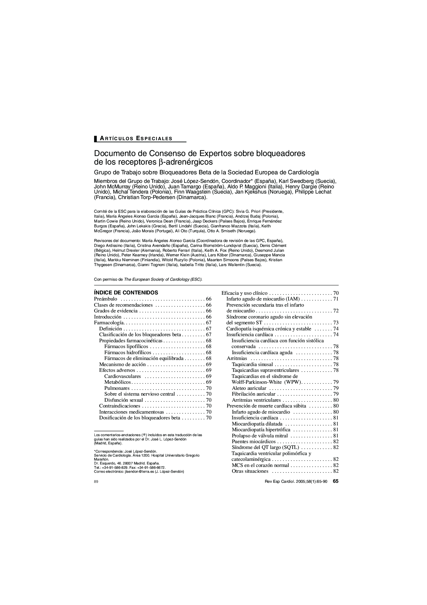 Documento de Consenso de Expertos sobre bloqueadores de los receptores Ã-adrenérgicos