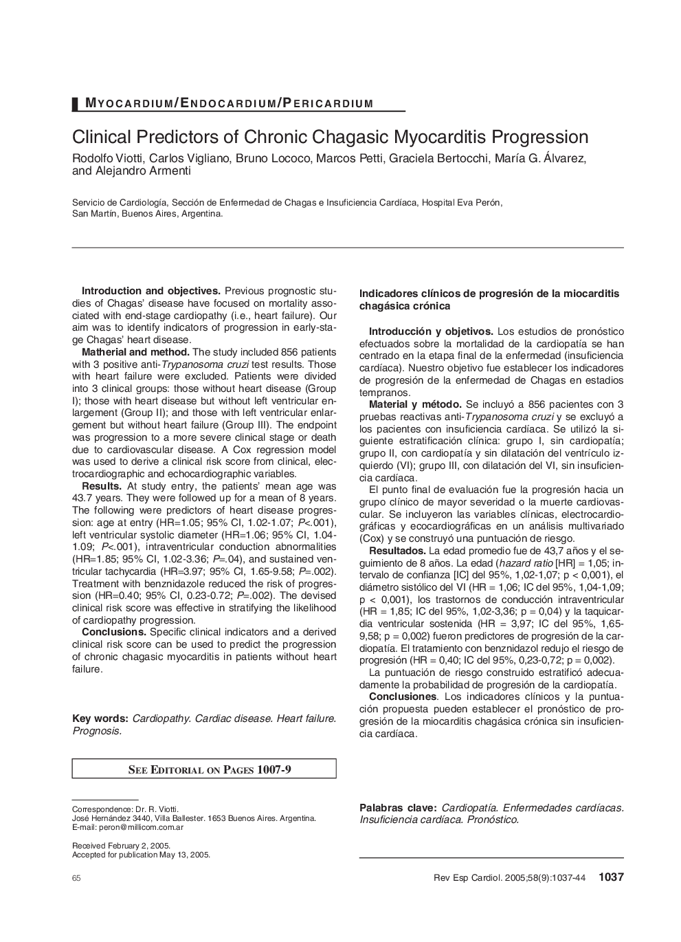 Clinical Predictors of Chronic Chagasic Myocarditis Progression