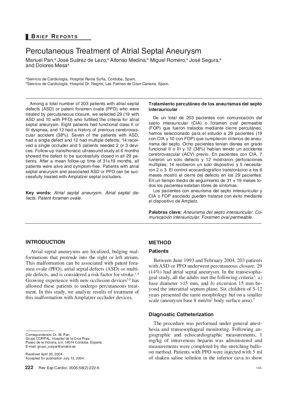 Percutaneous Treatment of Atrial Septal Aneurysm