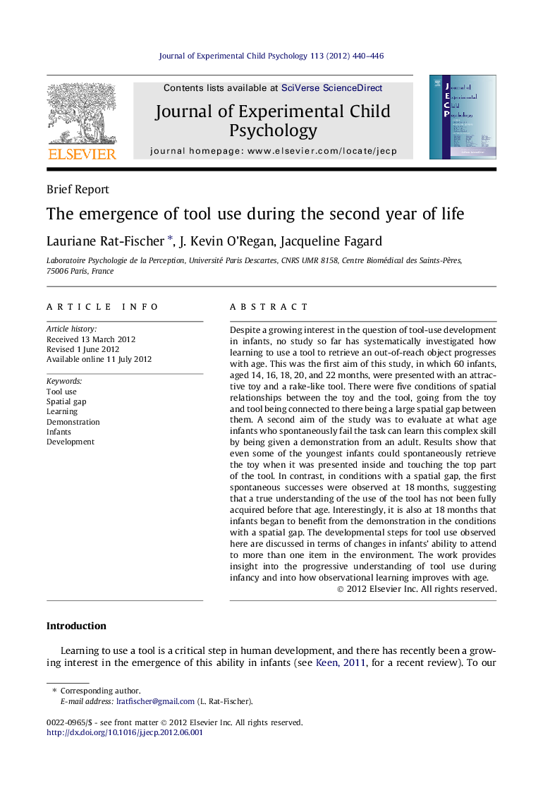 The emergence of tool use during the second year of life