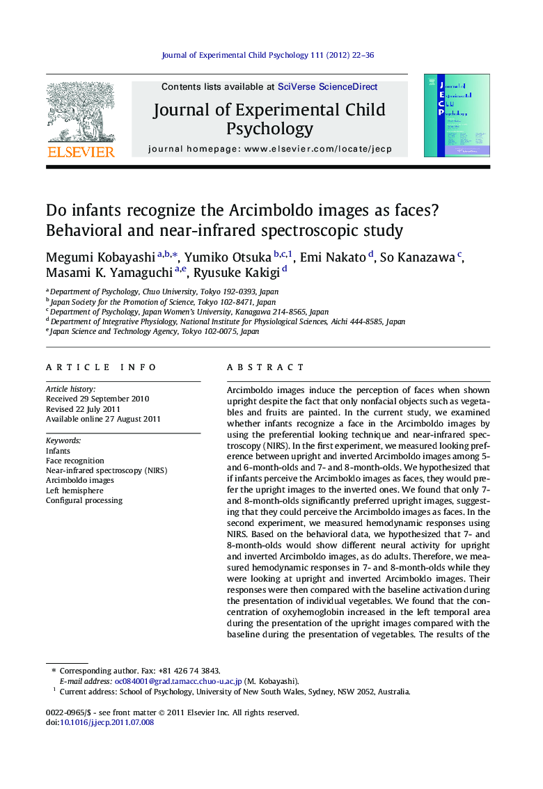 Do infants recognize the Arcimboldo images as faces? Behavioral and near-infrared spectroscopic study