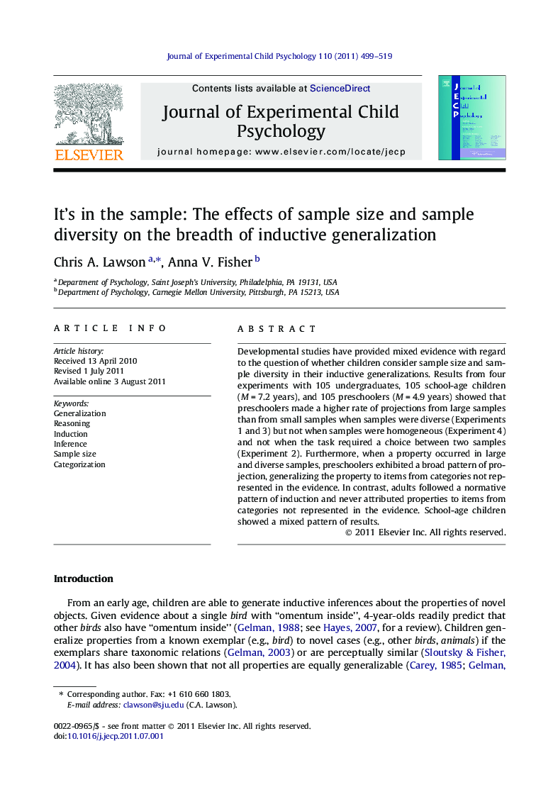 It’s in the sample: The effects of sample size and sample diversity on the breadth of inductive generalization