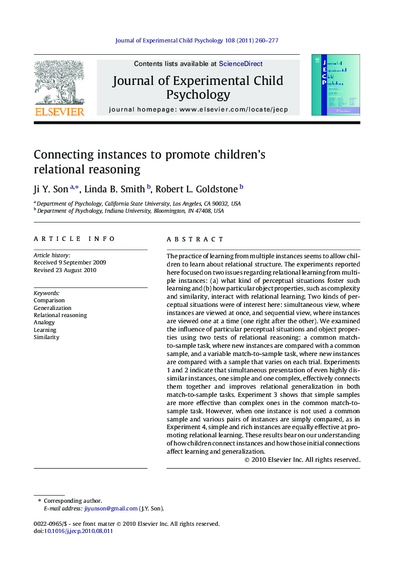 Connecting instances to promote children’s relational reasoning