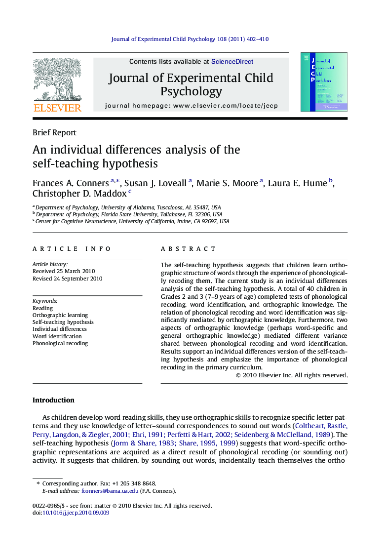 An individual differences analysis of the self-teaching hypothesis