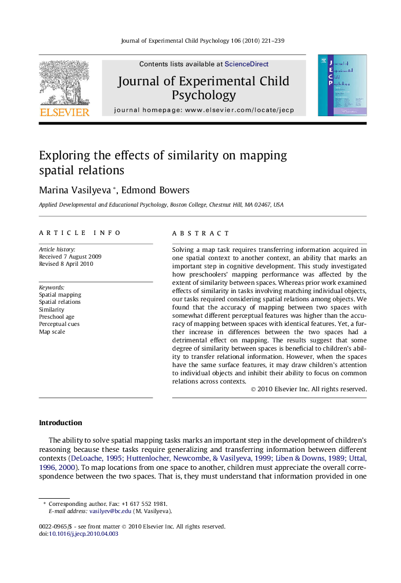 Exploring the effects of similarity on mapping spatial relations