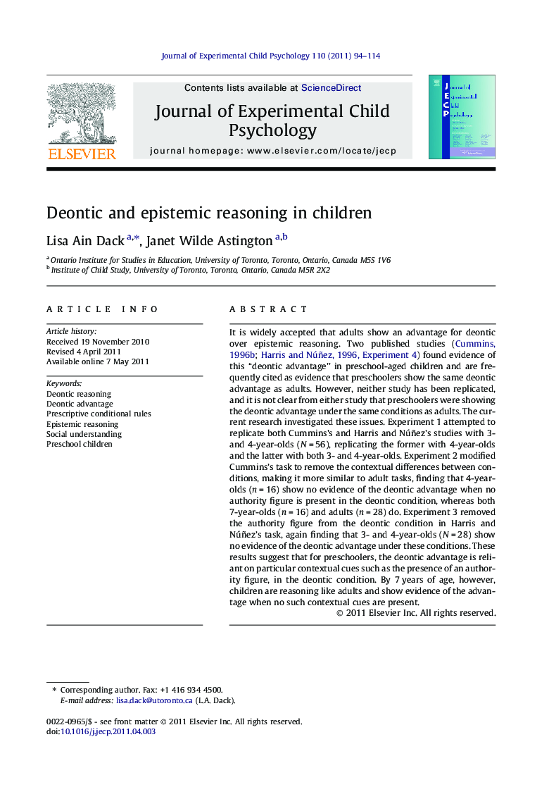 Deontic and epistemic reasoning in children