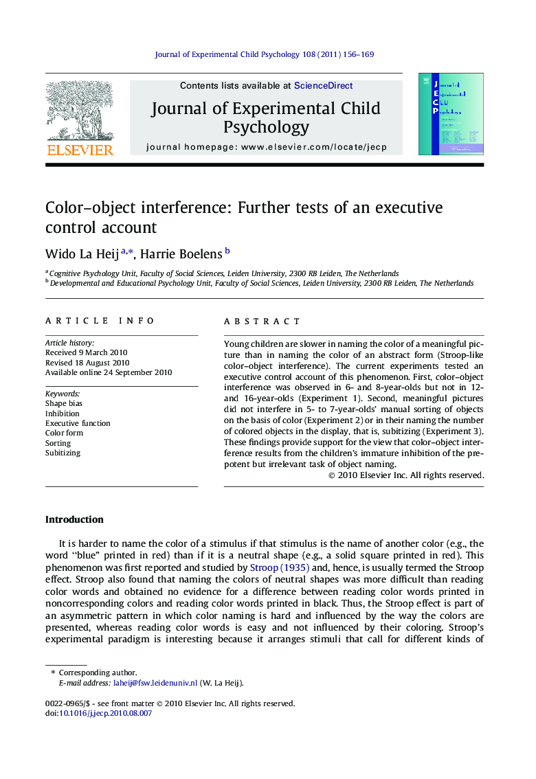 Color–object interference: Further tests of an executive control account