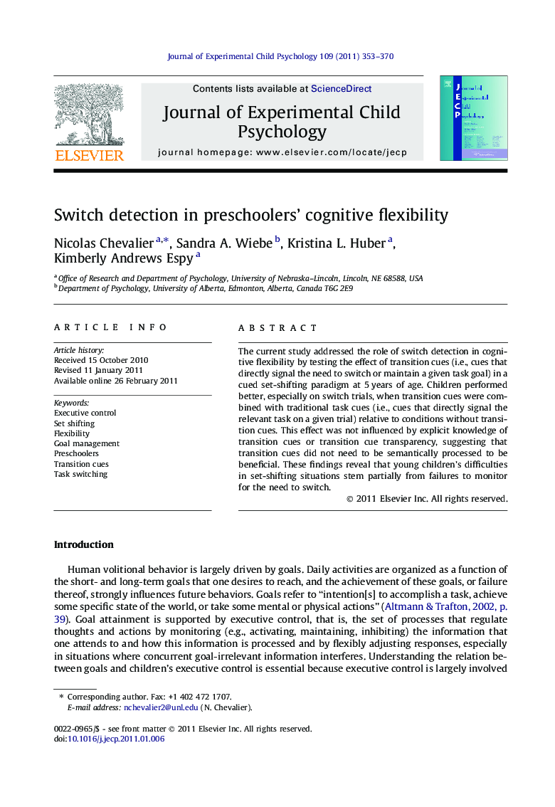 Switch detection in preschoolers’ cognitive flexibility