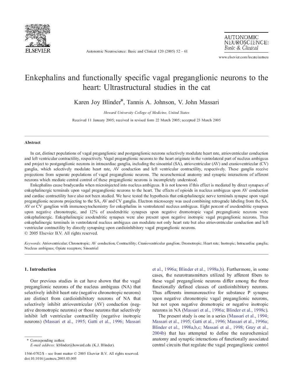 Enkephalins and functionally specific vagal preganglionic neurons to the heart: Ultrastructural studies in the cat