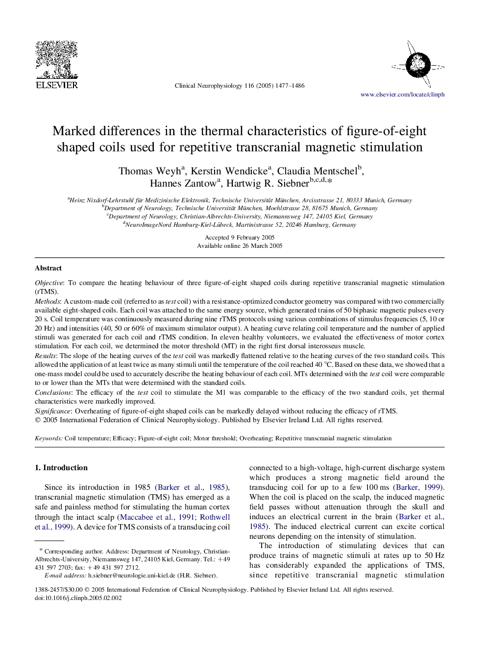 Marked differences in the thermal characteristics of figure-of-eight shaped coils used for repetitive transcranial magnetic stimulation