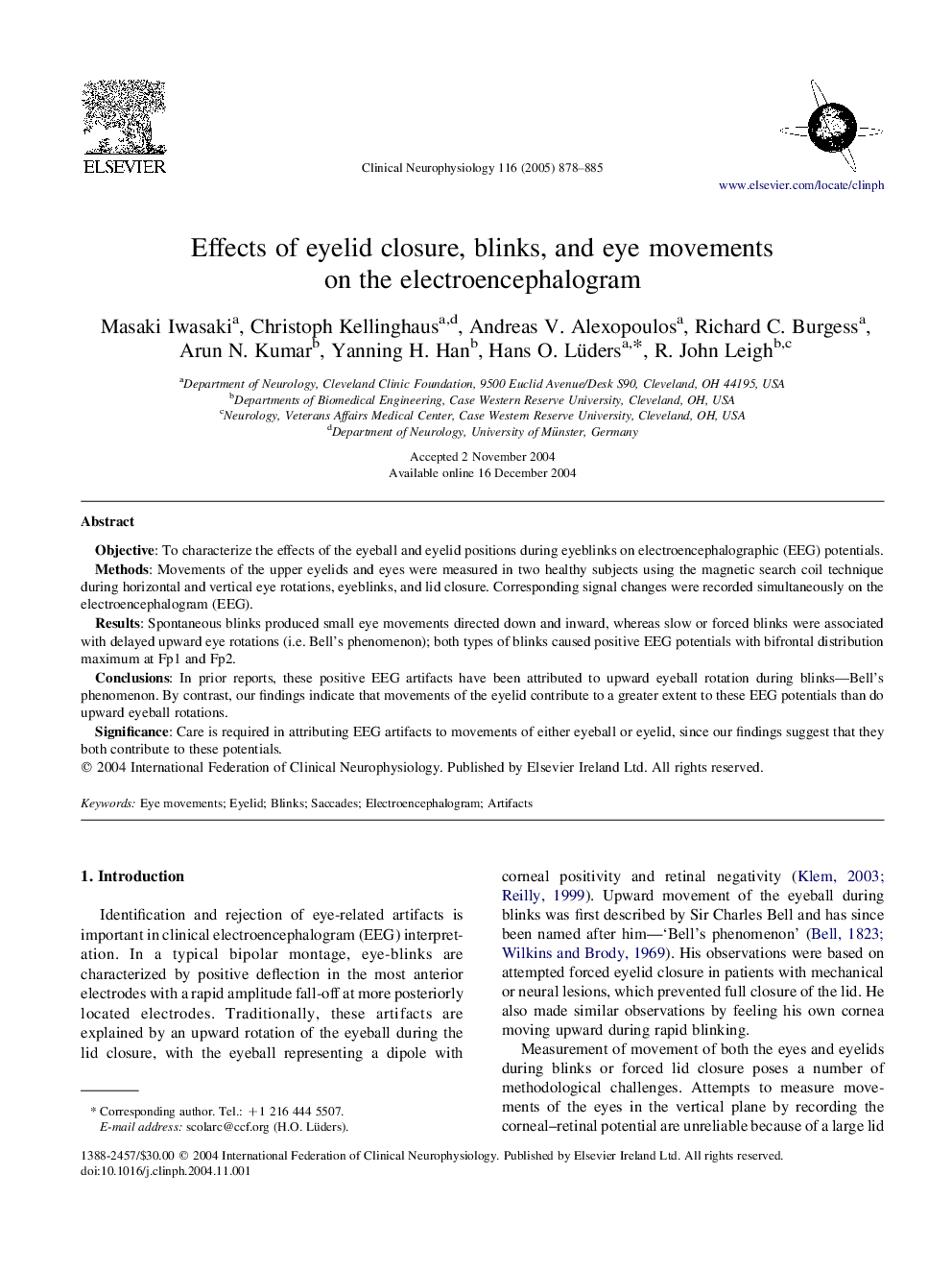 Effects of eyelid closure, blinks, and eye movements on the electroencephalogram