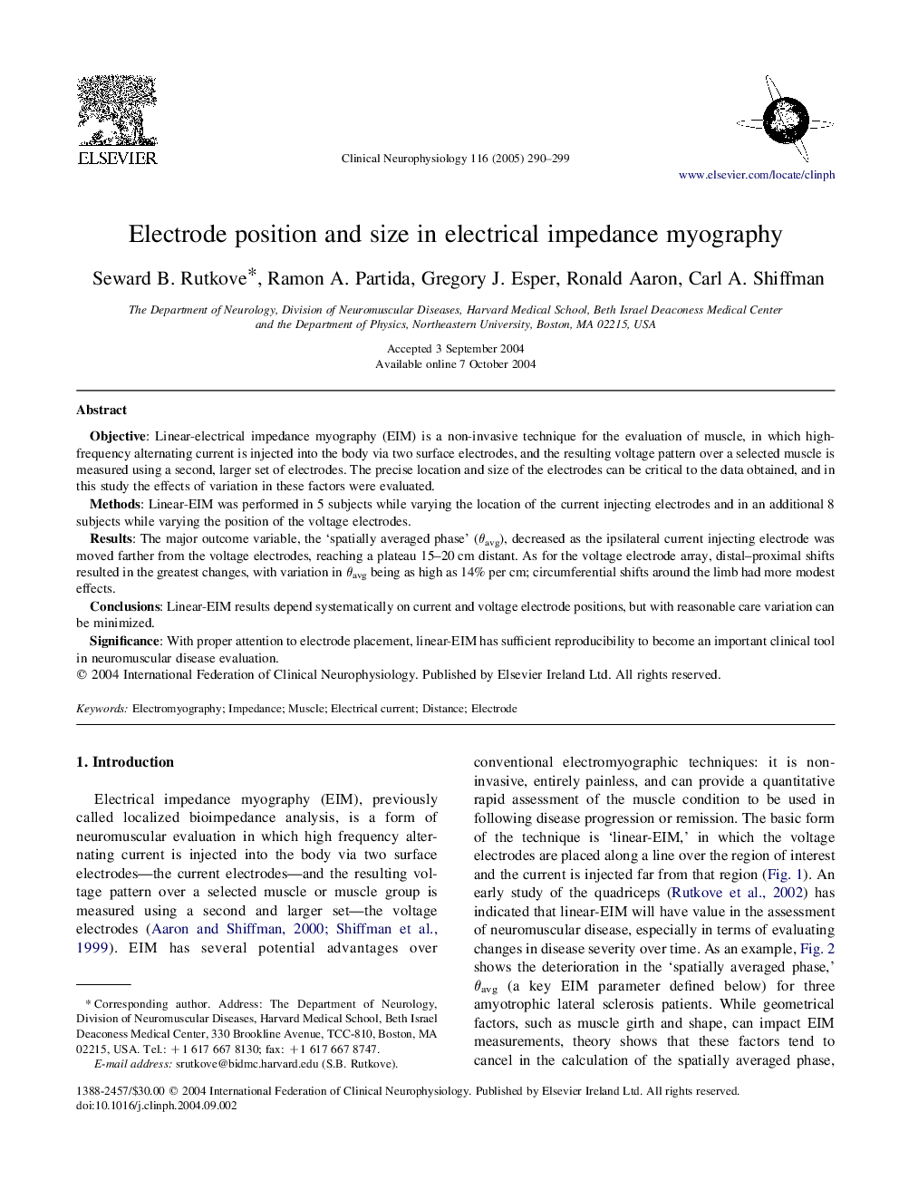 Electrode position and size in electrical impedance myography