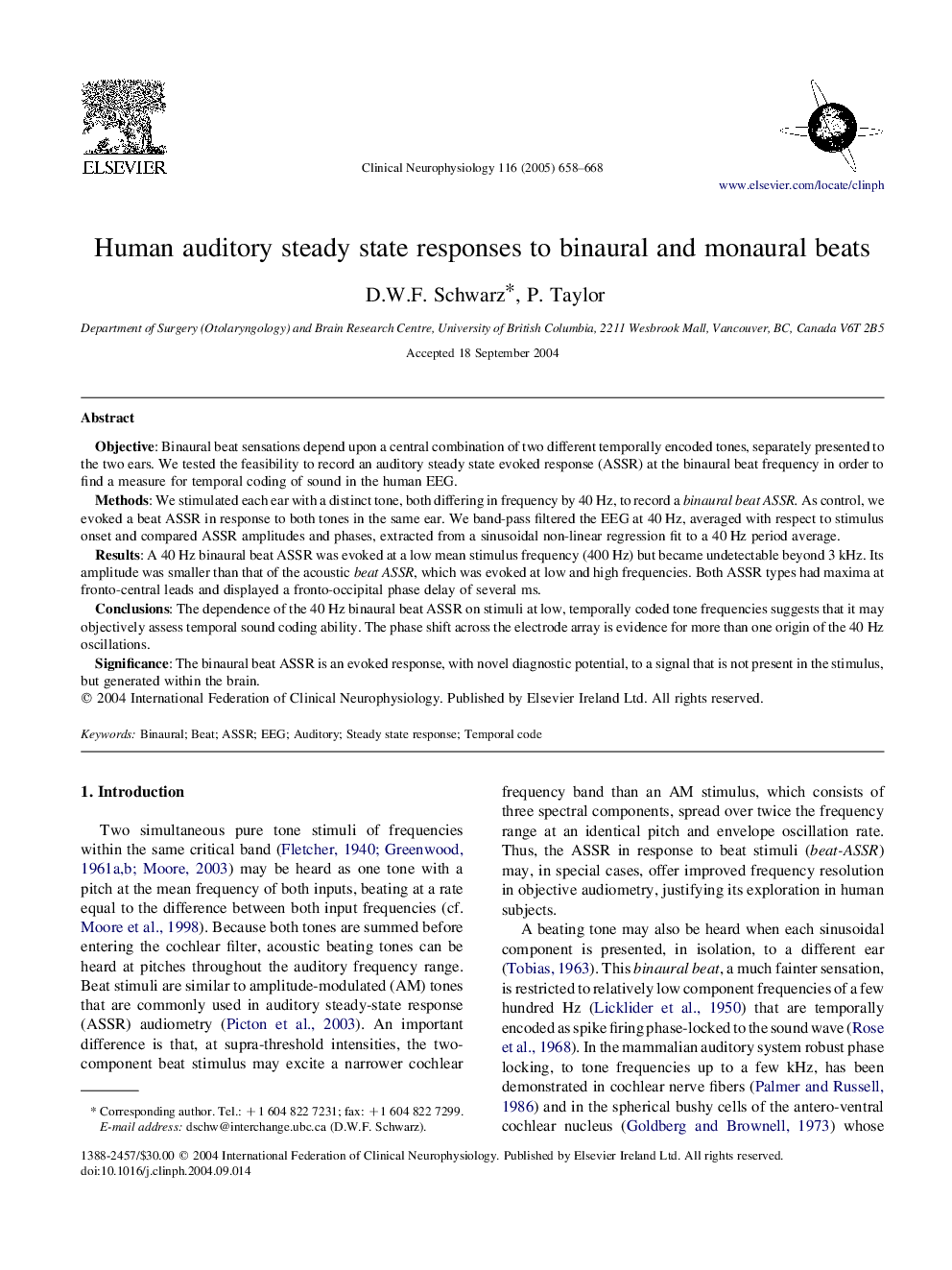 Human auditory steady state responses to binaural and monaural beats